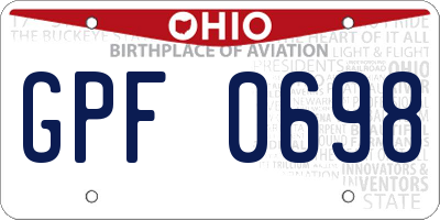 OH license plate GPF0698