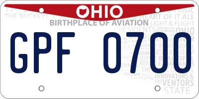 OH license plate GPF0700