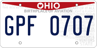 OH license plate GPF0707
