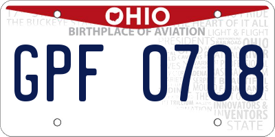 OH license plate GPF0708
