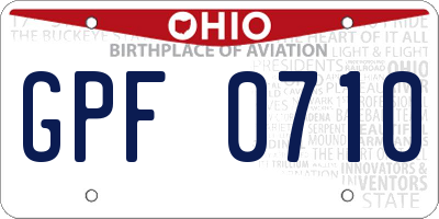 OH license plate GPF0710