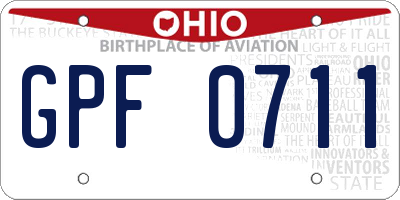 OH license plate GPF0711