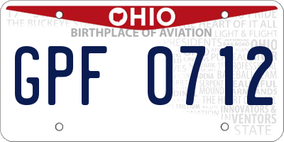OH license plate GPF0712