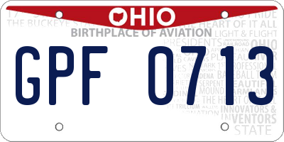 OH license plate GPF0713