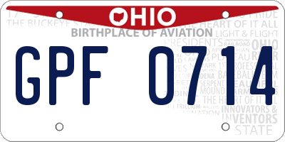 OH license plate GPF0714