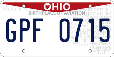 OH license plate GPF0715
