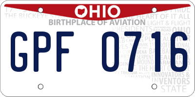 OH license plate GPF0716