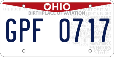 OH license plate GPF0717