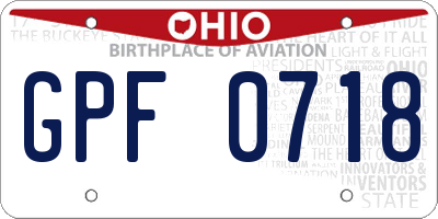 OH license plate GPF0718