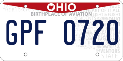 OH license plate GPF0720