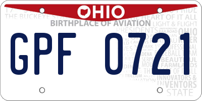 OH license plate GPF0721