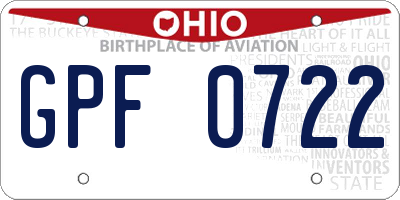 OH license plate GPF0722