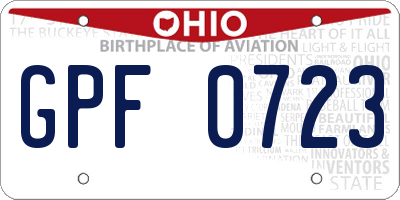 OH license plate GPF0723