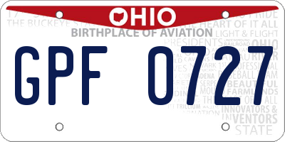 OH license plate GPF0727