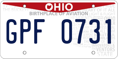OH license plate GPF0731
