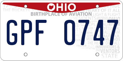 OH license plate GPF0747