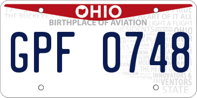 OH license plate GPF0748