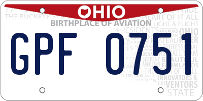 OH license plate GPF0751