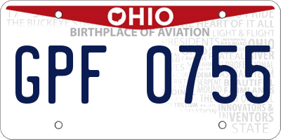 OH license plate GPF0755