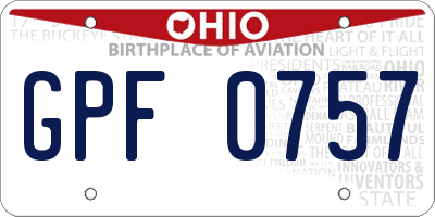 OH license plate GPF0757