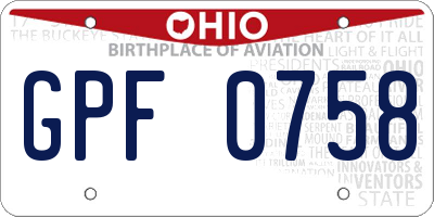 OH license plate GPF0758