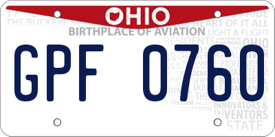 OH license plate GPF0760