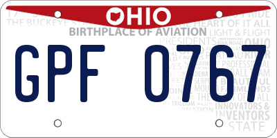 OH license plate GPF0767