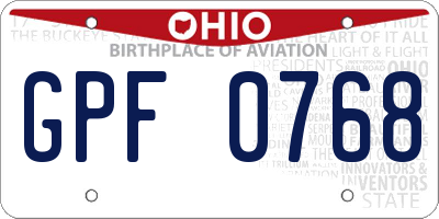 OH license plate GPF0768