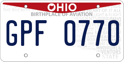 OH license plate GPF0770