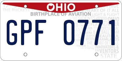 OH license plate GPF0771