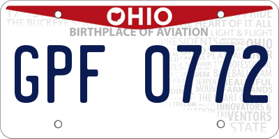 OH license plate GPF0772