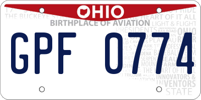 OH license plate GPF0774