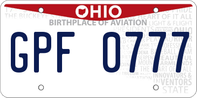 OH license plate GPF0777