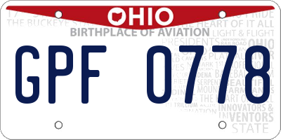 OH license plate GPF0778