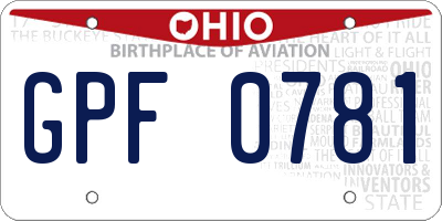 OH license plate GPF0781