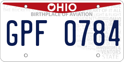 OH license plate GPF0784