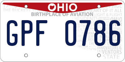OH license plate GPF0786