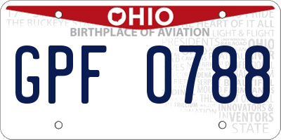 OH license plate GPF0788