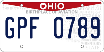 OH license plate GPF0789