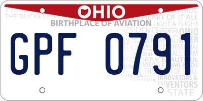 OH license plate GPF0791