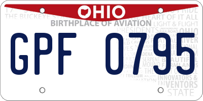 OH license plate GPF0795