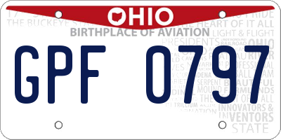 OH license plate GPF0797