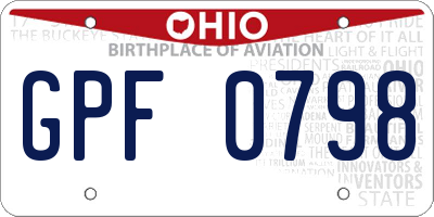 OH license plate GPF0798
