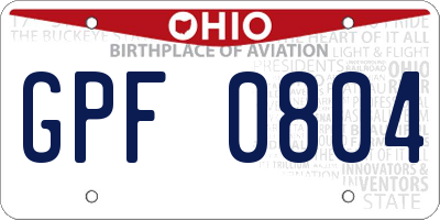 OH license plate GPF0804