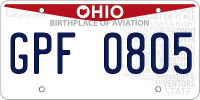 OH license plate GPF0805