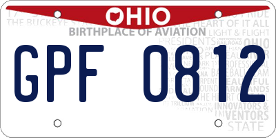 OH license plate GPF0812