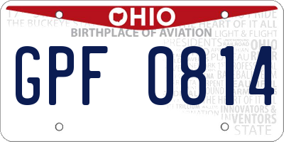 OH license plate GPF0814