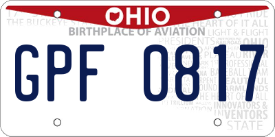 OH license plate GPF0817
