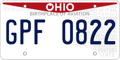 OH license plate GPF0822