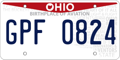 OH license plate GPF0824